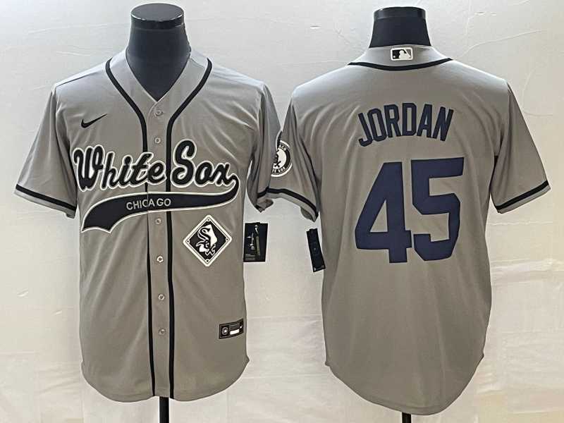 Men%27s Chicago White Sox #45 Michael Jordan Grey Cool Base Stitched Baseball Jersey->chicago white sox->MLB Jersey